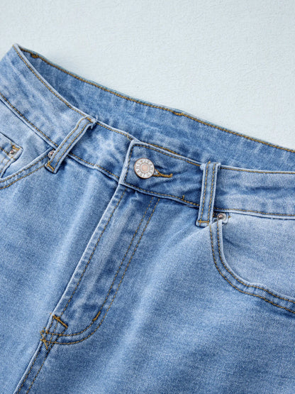 High Waist Wide Leg Washed Jeans