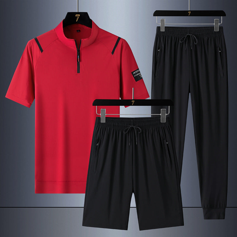 Casual Ice Silk Quick-drying Three-piece Suit For Men