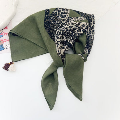 Jungle Cheetah Art Print Square With Tassels Silk Shawl For Stylish Outfits Blogger-Style Multi-Use Scarf