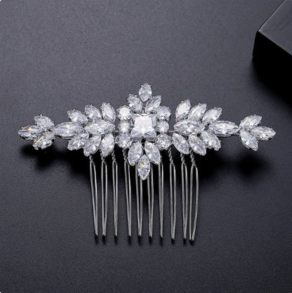 S925 Pure Silver Moissanite Fashionable New Bride Hair Comb Light Luxury Headwear