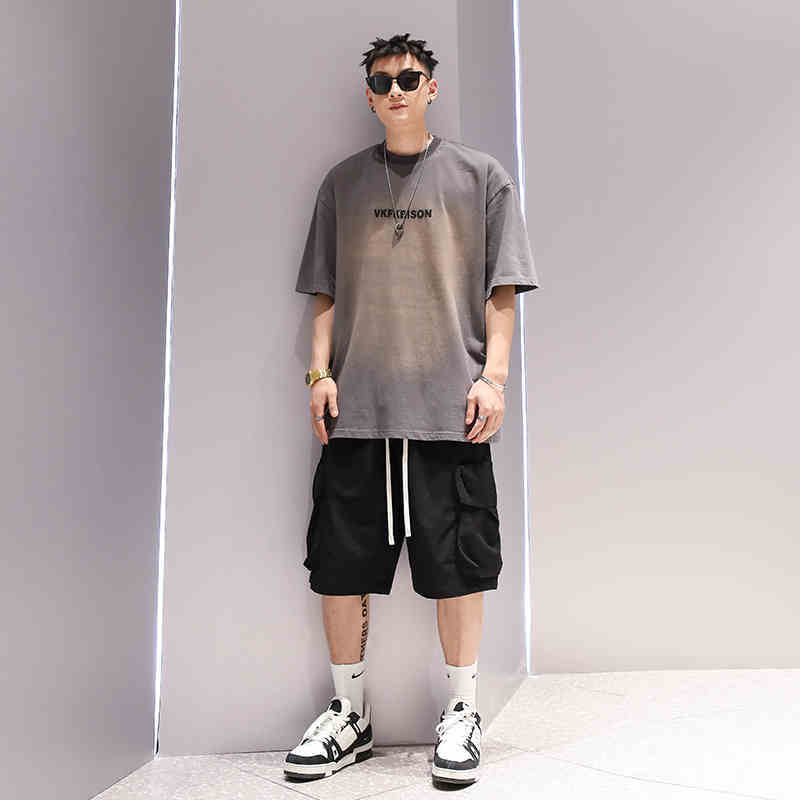 Gradient Washed Fashion Couple T-shirt