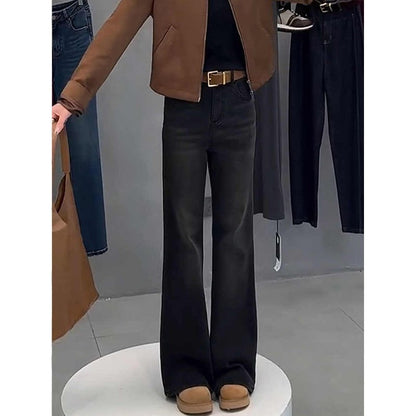 Black Flared Casual Jeans For Women