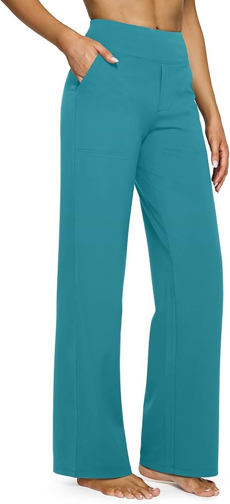 High-waisted Straight-leg Pants With Loose Pockets