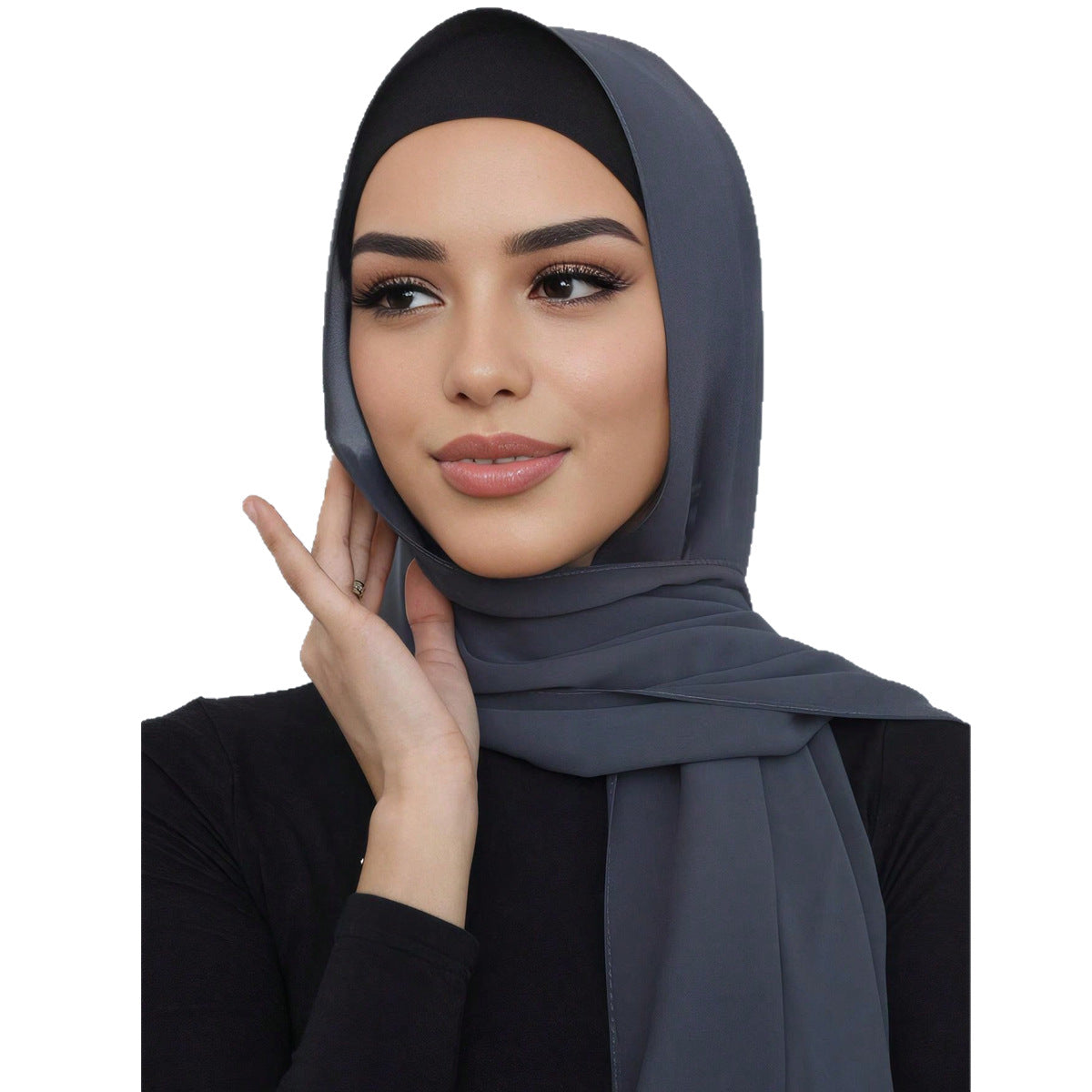 Summer Solid-Color Pearl Chiffon Bubble Womens Headscarf