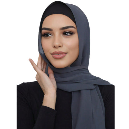Summer Solid-Color Pearl Chiffon Bubble Womens Headscarf
