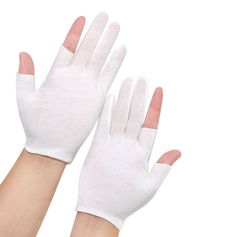 Exposed Five-finger White Cotton Gloves Half-finger And Breathable Sweat-absorbent Thin