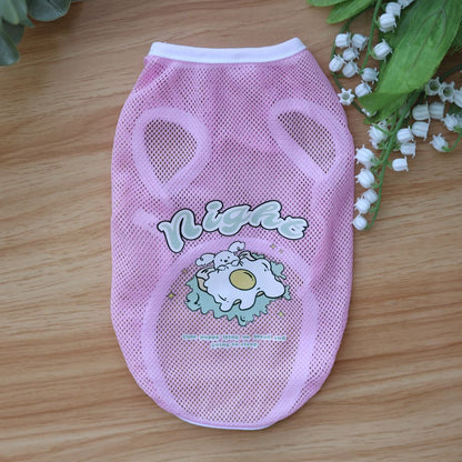 Spring And Summer Grid Pet Cute Cartoon Printed Vest