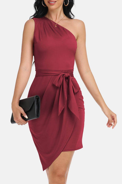 Chic Tie Front One-Shoulder Sleeveless Dress for Women