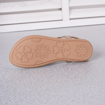 Flat-bottomed Sequined Thong-strap Roman Sandals