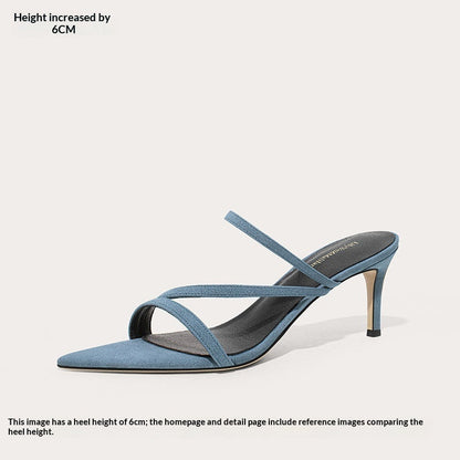 Pointed-toe Open-toe Single-strap High-heeled Sandals