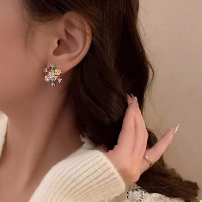 18K Gold-Plated Snowflake Stud Earrings
