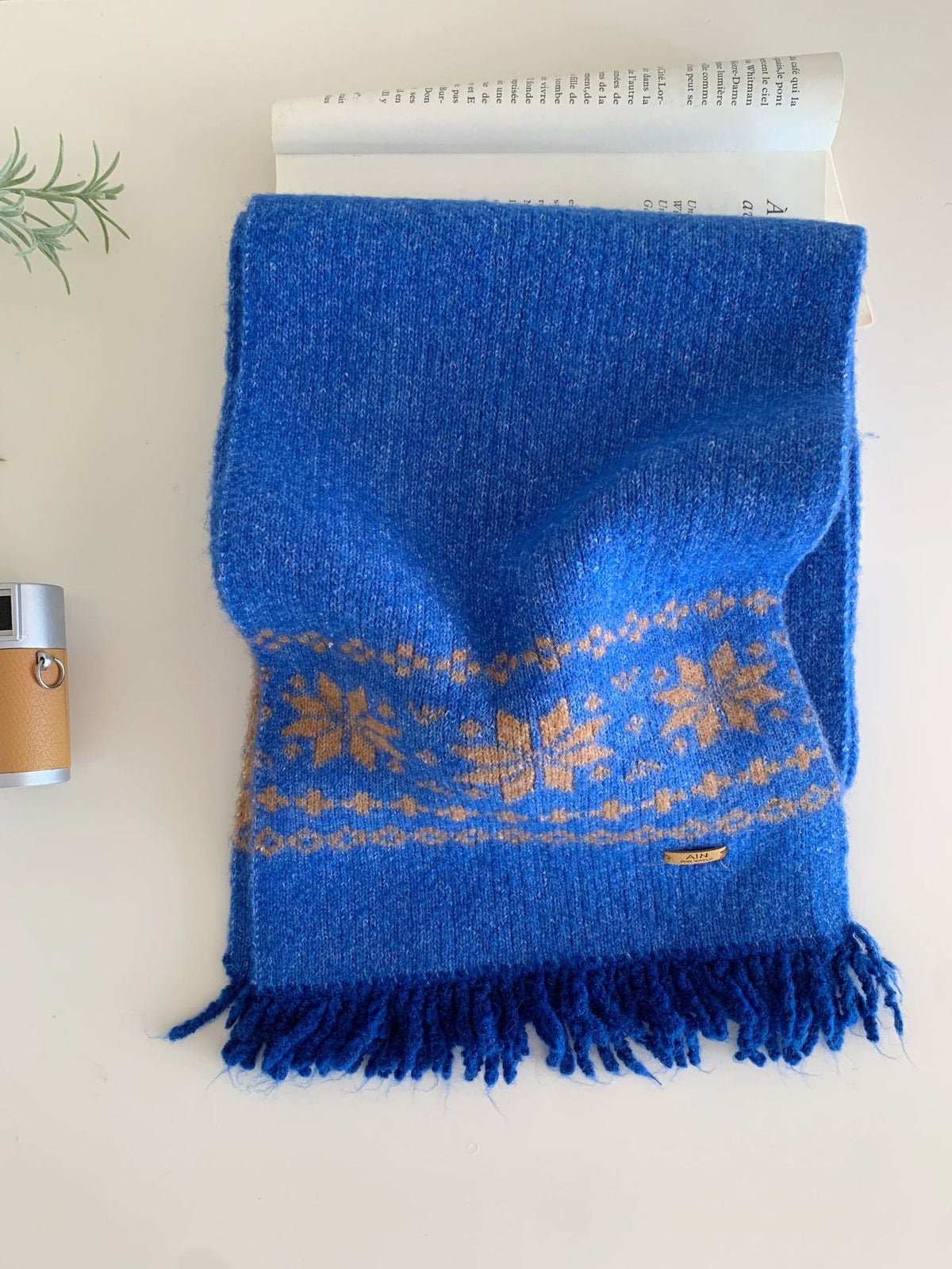 Fair Isle Wind-pattern Gray Knitted Scarf Couples Neck Warmer