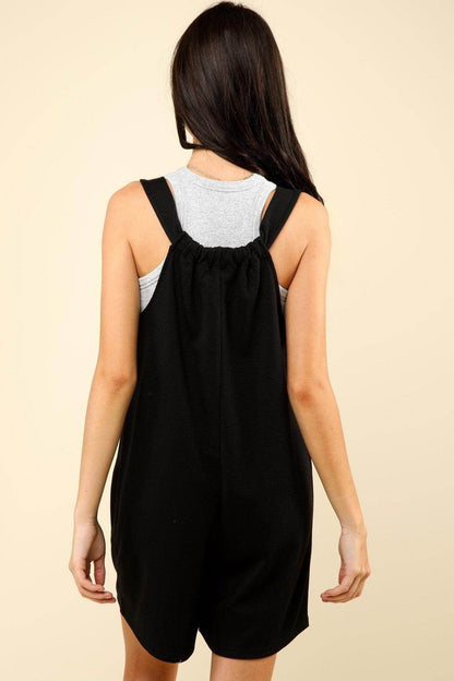 Very J Tie Shoulder Front Pocket Romper for Women