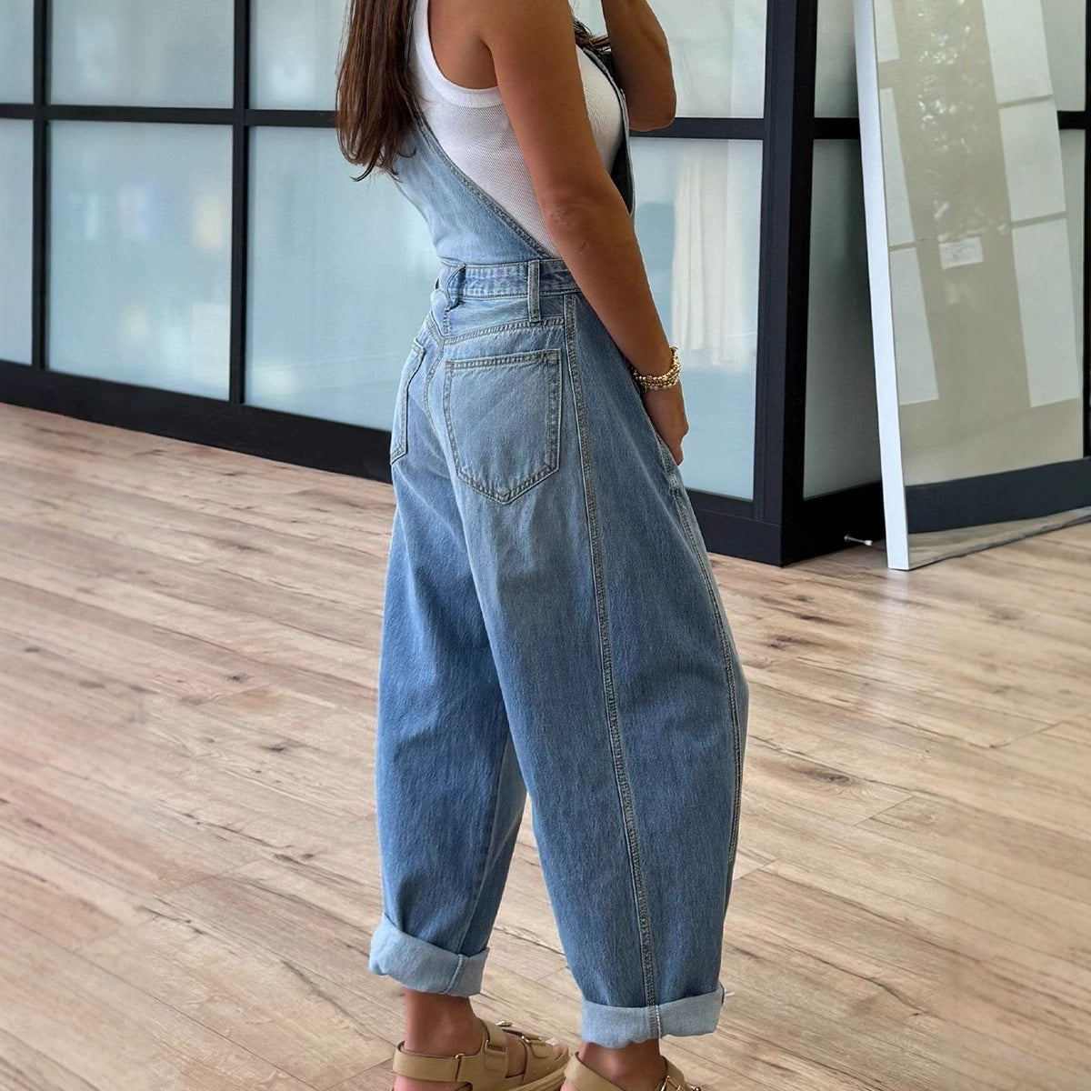 Fashionable And Versatile Solid-color Womens Jumpsuit