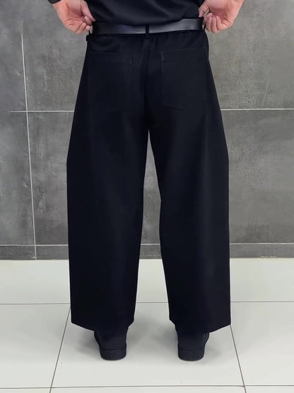 Black 3D Tailored Wide-Leg Cropped Pants