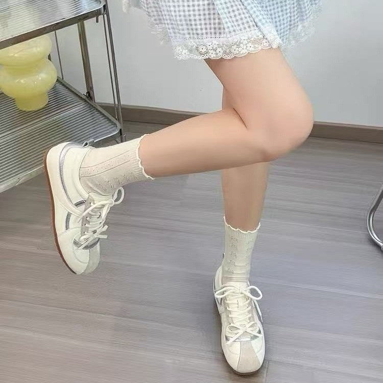 Women Minimalist Retro Color Block Sneakers Lightweight Casual Daily