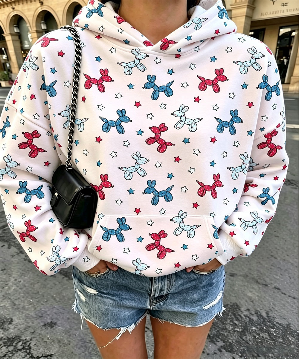 Women's Vintage Two Leopards Graphic Print Hoodie, Long Sleeve Drawstring Casual Pullover Sweatshirt With Kangaroo Pocket