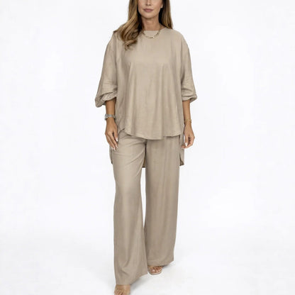 Solid-color Loose-fitting Casual Womens Fashion Two-piece Set