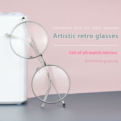 Round Frame Glasses Female Anti-blue Light Eye Protection