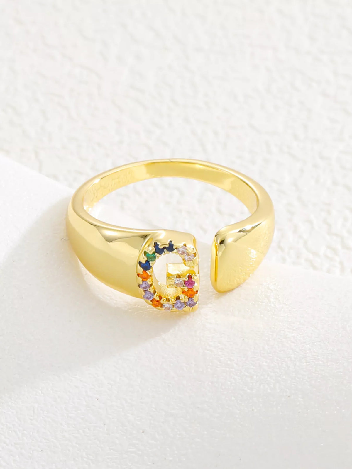 18K Gold-Plated Zircon Letter Ring