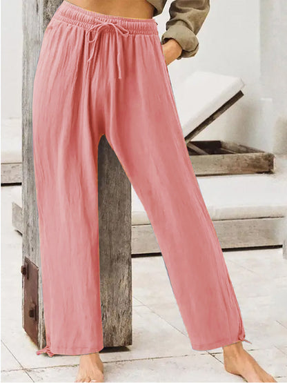 Womens Solid-Color Summer Casual Home Pants