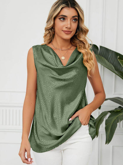 Solid Cowl Neck Top for Women in Opaque Rayon Blend