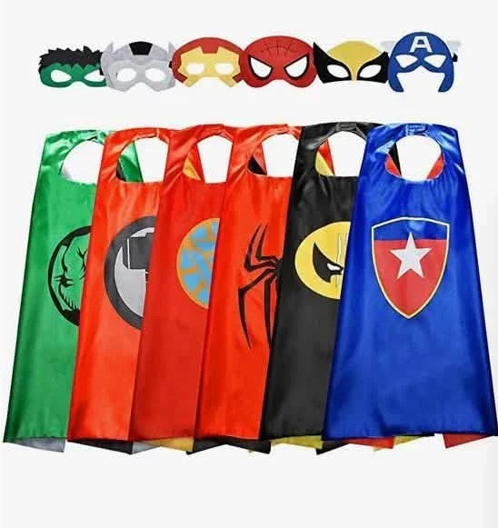 6-Pack: Superhero Reversible Cape & Mask Set