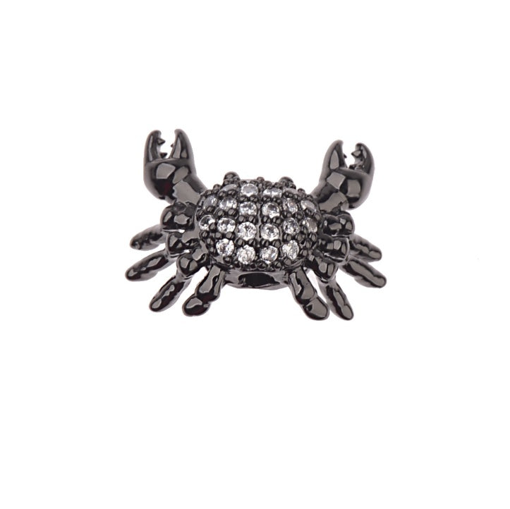 Amader Top Copper Crab Charm Beads For Jewelry Making Animal Brass Micro Pave Cubic Zirconia Wholesale For Women BD1011