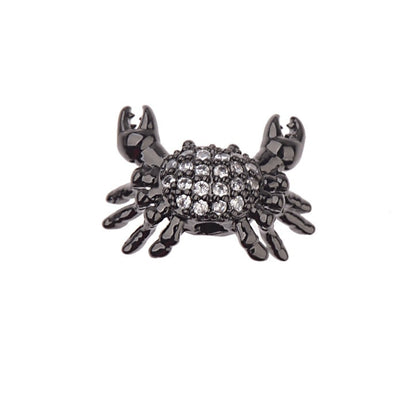 Amader Top Copper Crab Charm Beads For Jewelry Making Animal Brass Micro Pave Cubic Zirconia Wholesale For Women BD1011
