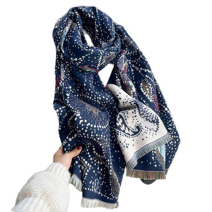 Starry Sky Cashew Flower Shawl Women's Double-Sided Thickened Scarf