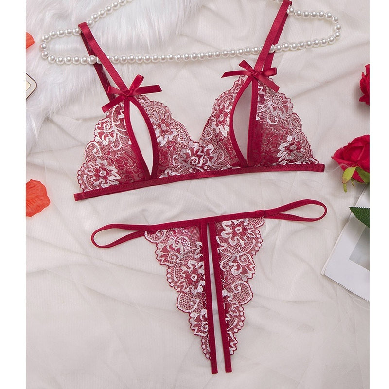 Lace Sheer Two-Piece Lingerie Set For Women