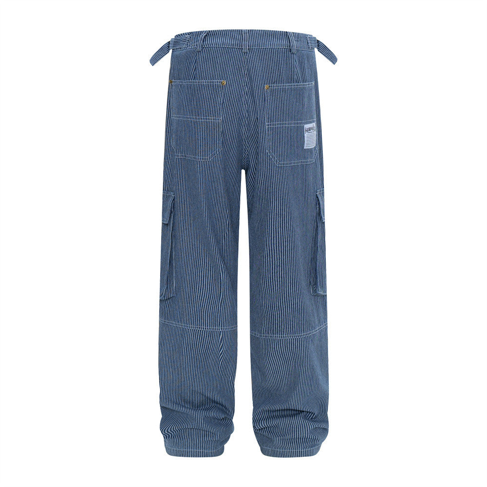 Vertical Stripes Casual Working Pants Men