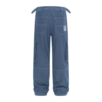 Vertical Stripes Casual Working Pants Men