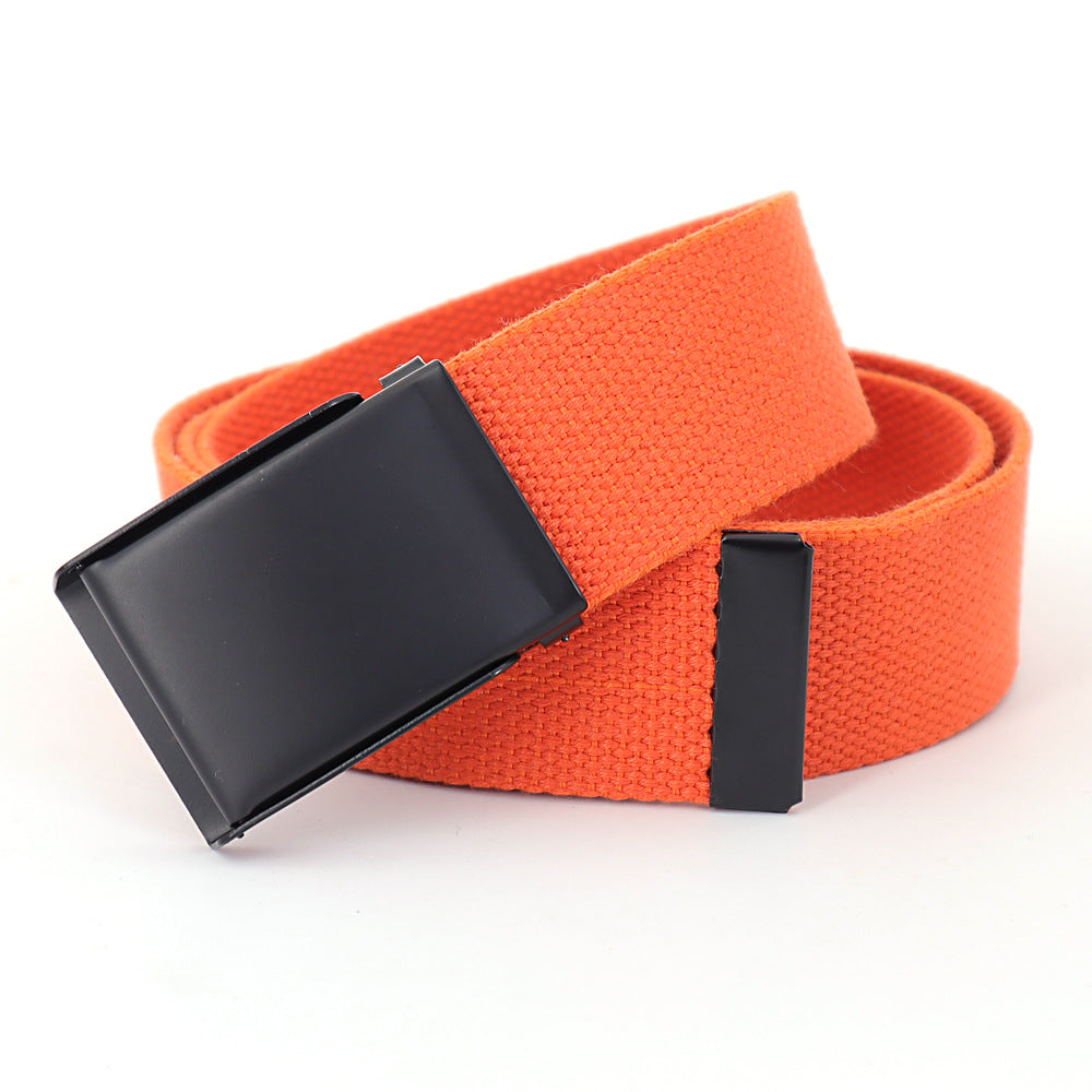 Men's Casual Canvas And Denim Belt With Buckle Closure