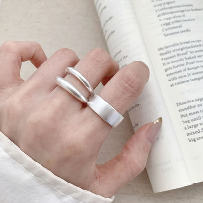 Women Matte Finish Open Ring, Geometric Line Minimal Elegant Ins Style Niche Designed Index Finger Jewelry