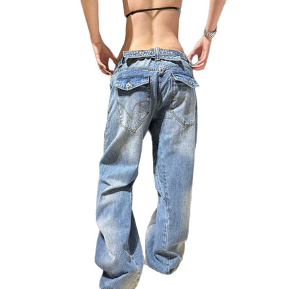 Retro Washed Cropped Jeans For Women