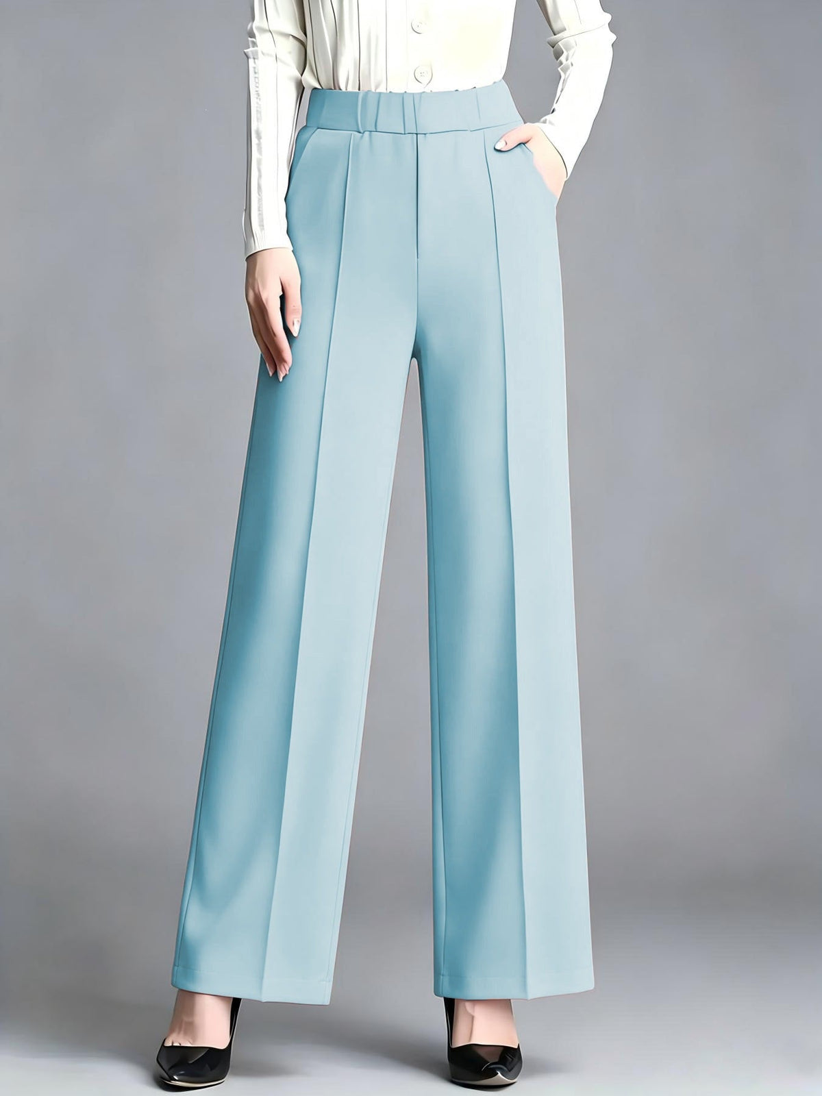 Women's High-waisted Wide-leg Straight-tailored Trousers