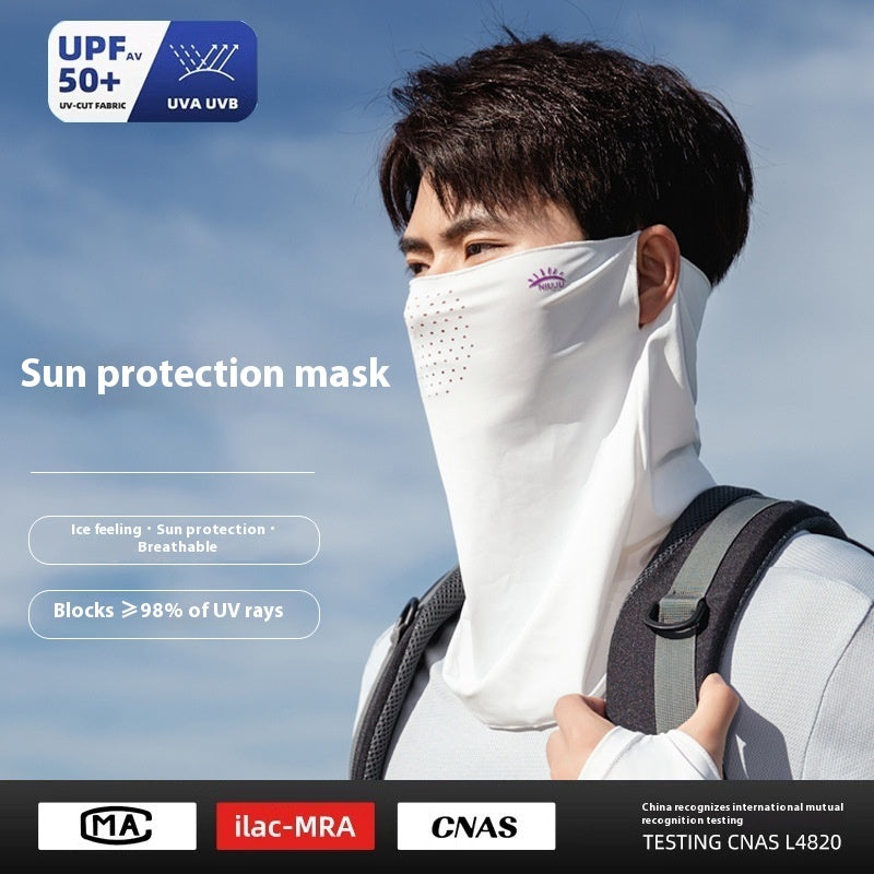 Sun Mask Men's Full Face Ice Silk Scarf
