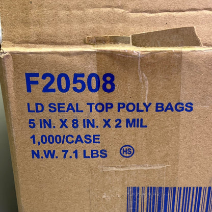 ELKAY PLASTICS (1000) LD Seal Top Poly Bags 5 in. x 8 in. F20508