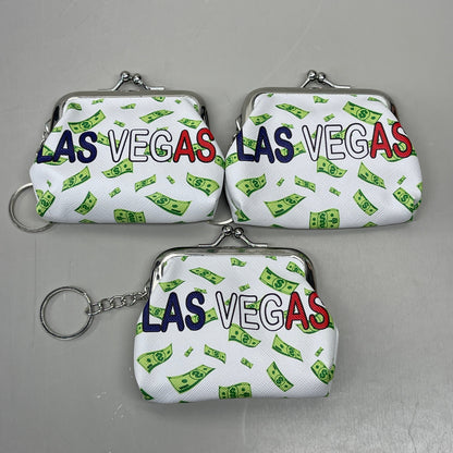 LAS VEGAS 12-PACK! Welcome to Fabulous Las Vegas Coin Purse Souvenirs 4" x 4" Money
