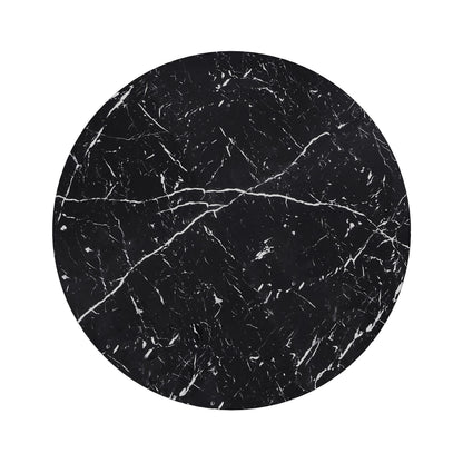 42.12"Modern Round Dining Table with Printed Black Marble Table Top for Dining Room