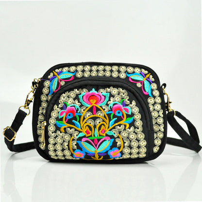 Reversible Embroidered Canvas Coin Purse