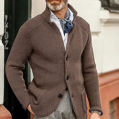 Amazon New Autumn And Winter Men's Lapel Knitted Cardigan Cross-border Coat Sweater Jacket Single-breasted Thick Sweater