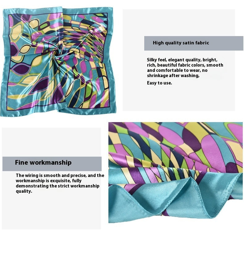 Geometric Silk Large Kerchief Women's Headscarf