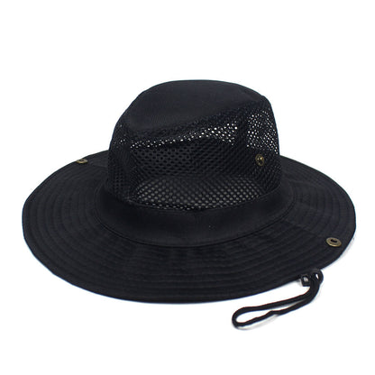 Patchwork Mesh Breathable Bucket Hat Fishing Cycling Windproof Sun Protection Foldable