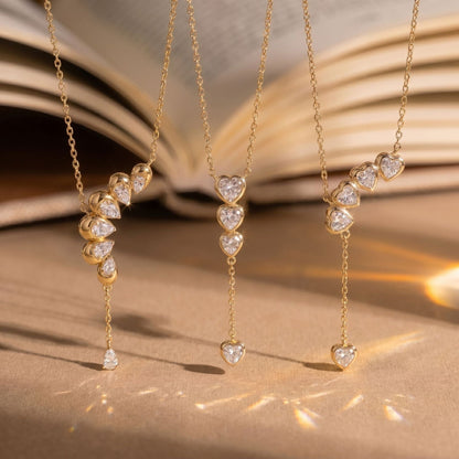 Waterdrop-shaped Diamond-studded Tassel Necklace