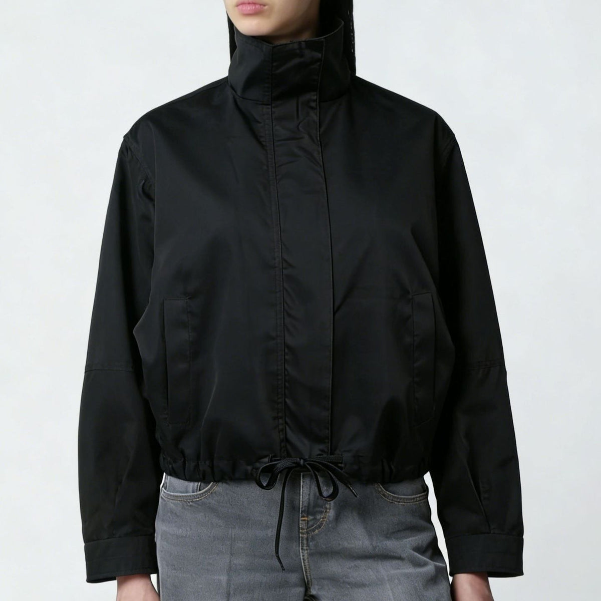 Stand-collar Trench Coat Womens Long-sleeve Jacket