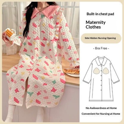Air-cotton Padded Nursing Dress For Pregnant Women With Built-in Breast Pads