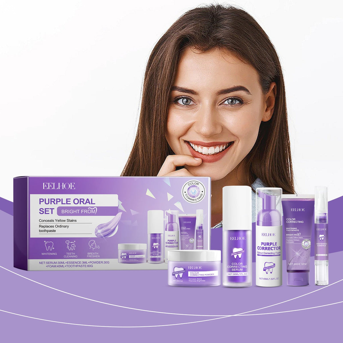 Purple Toned Teeth Set Clean Teeth Fresh Breath Care Mouth Clean Mouth Care