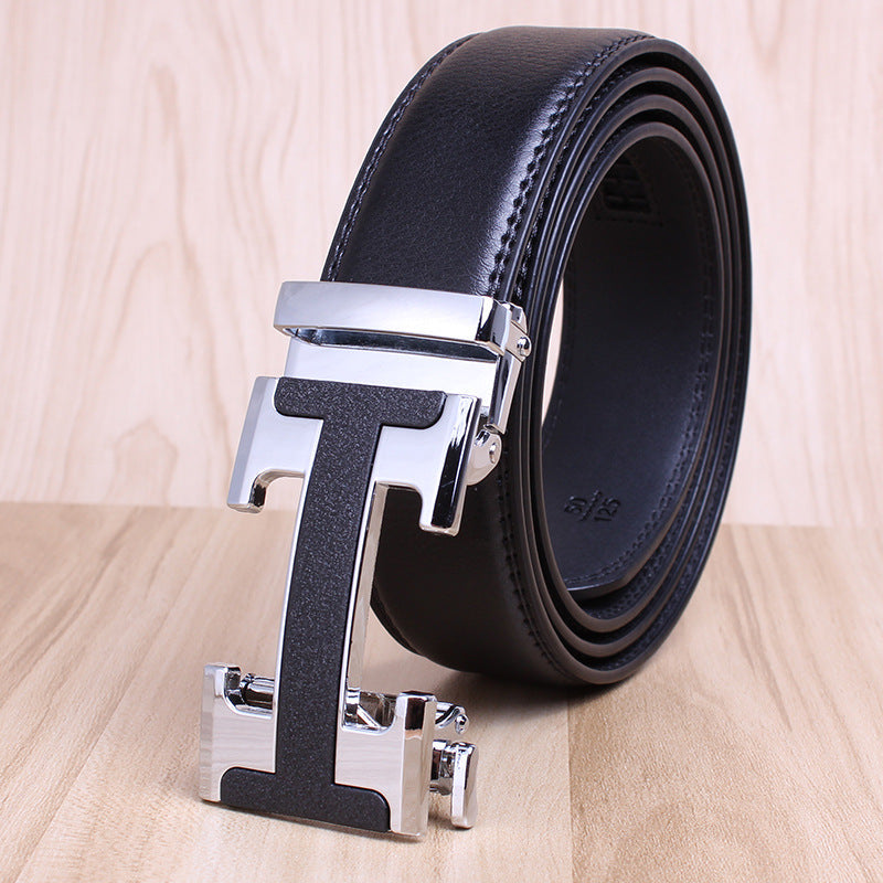 Mens Genuine Leather Belt With Automatic Buckle